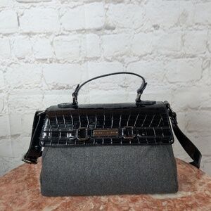 Armani Exchange wool and patent leather crossbody